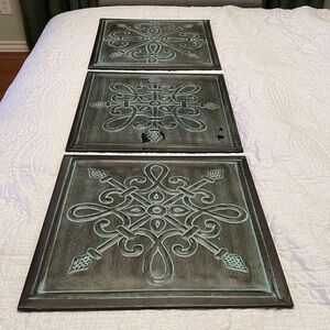 Southern Living at Home Set of 3 PATINA Square Wall Art Metal Tiles 14x14